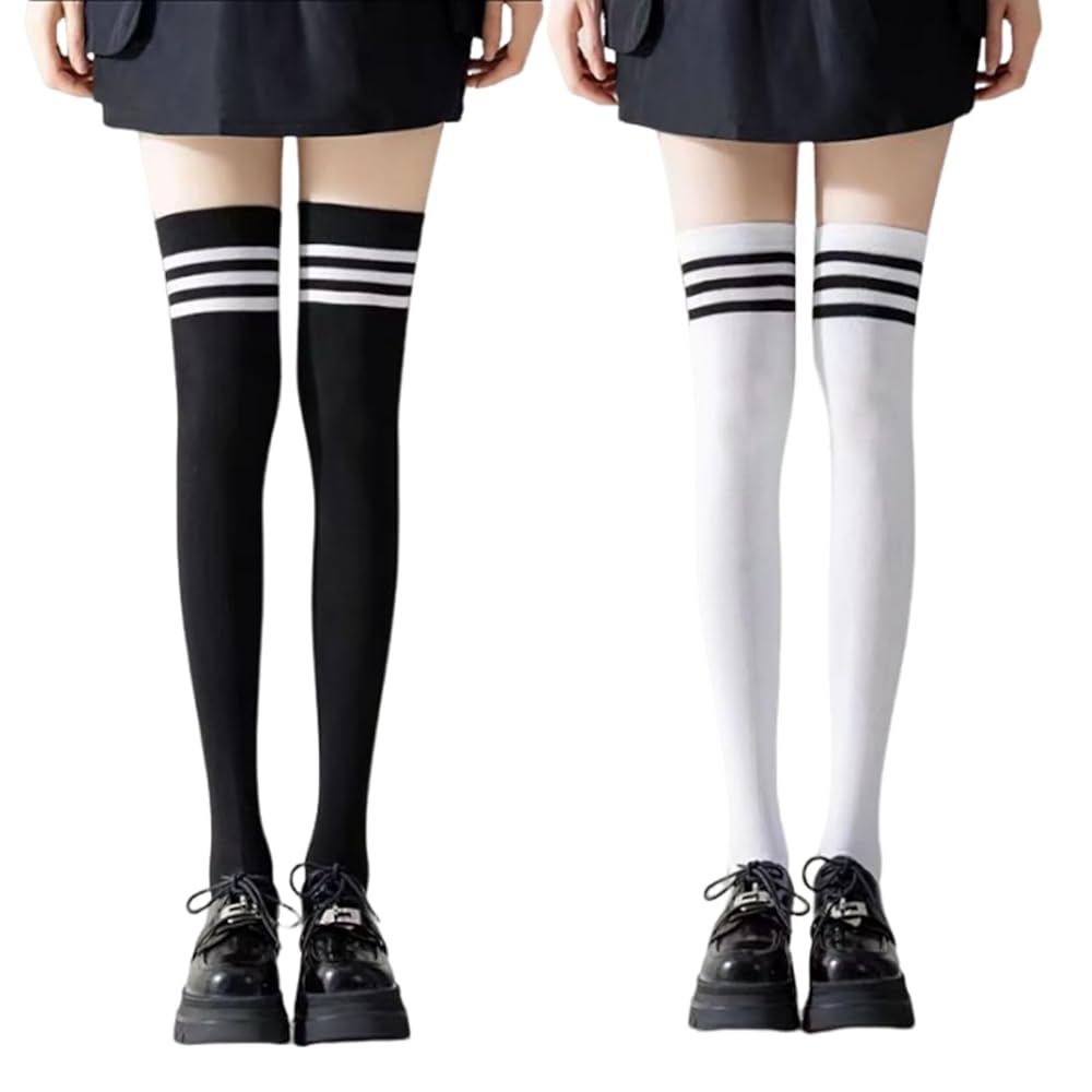 Amazon.co.jp: [LIKENNY] ニーハイソックス 靴下 2点セット（黒+